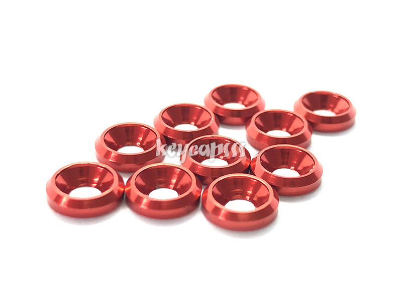 M3 conical washer with the chamfer anodized counter sink light red