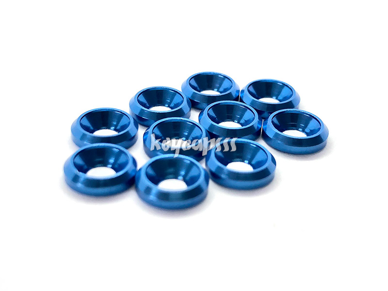 M3 conical washer with the chamfer anodized counter sink blue
