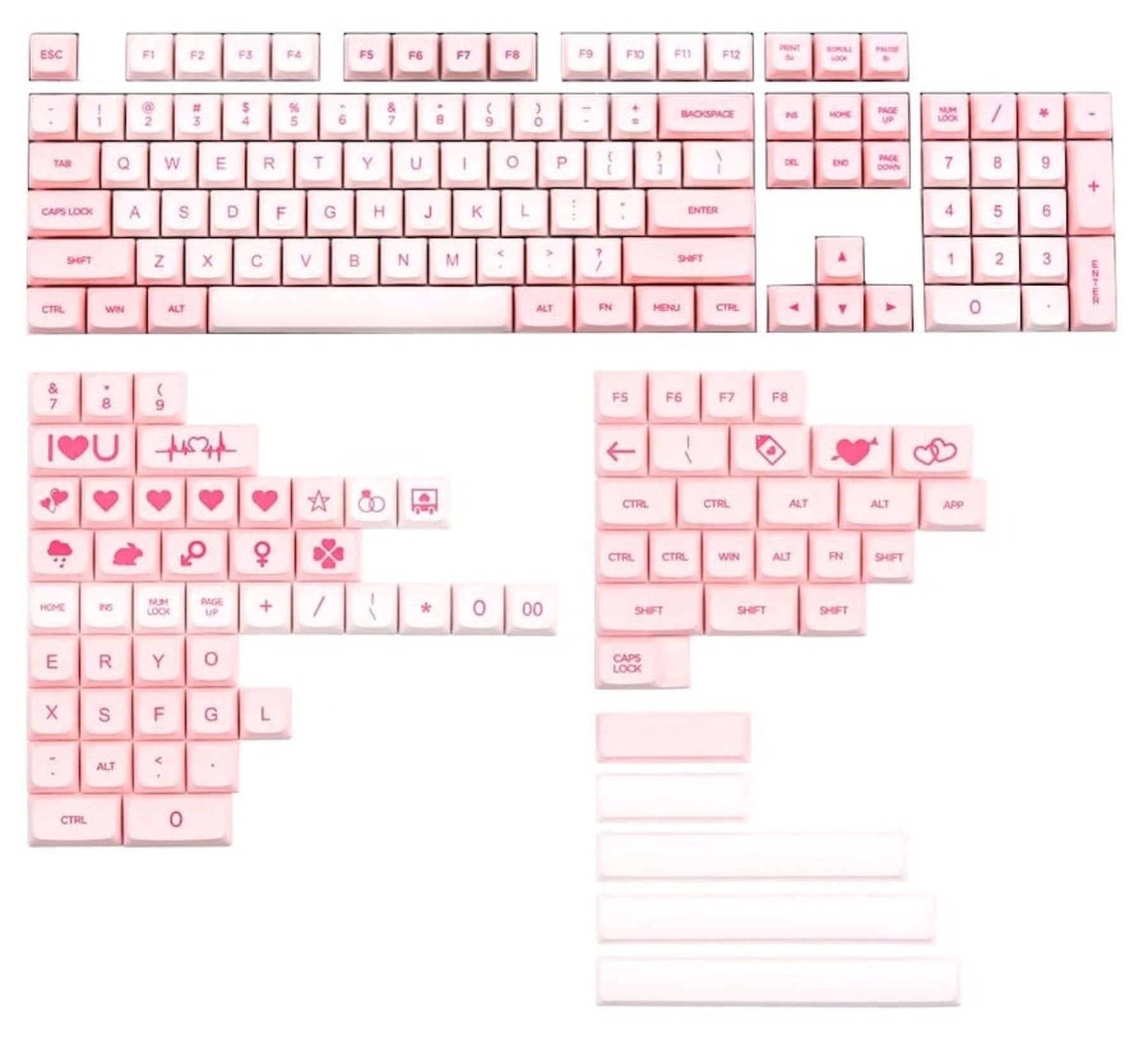 XDA Pink Valentine's day keycap set PBT 176 keys