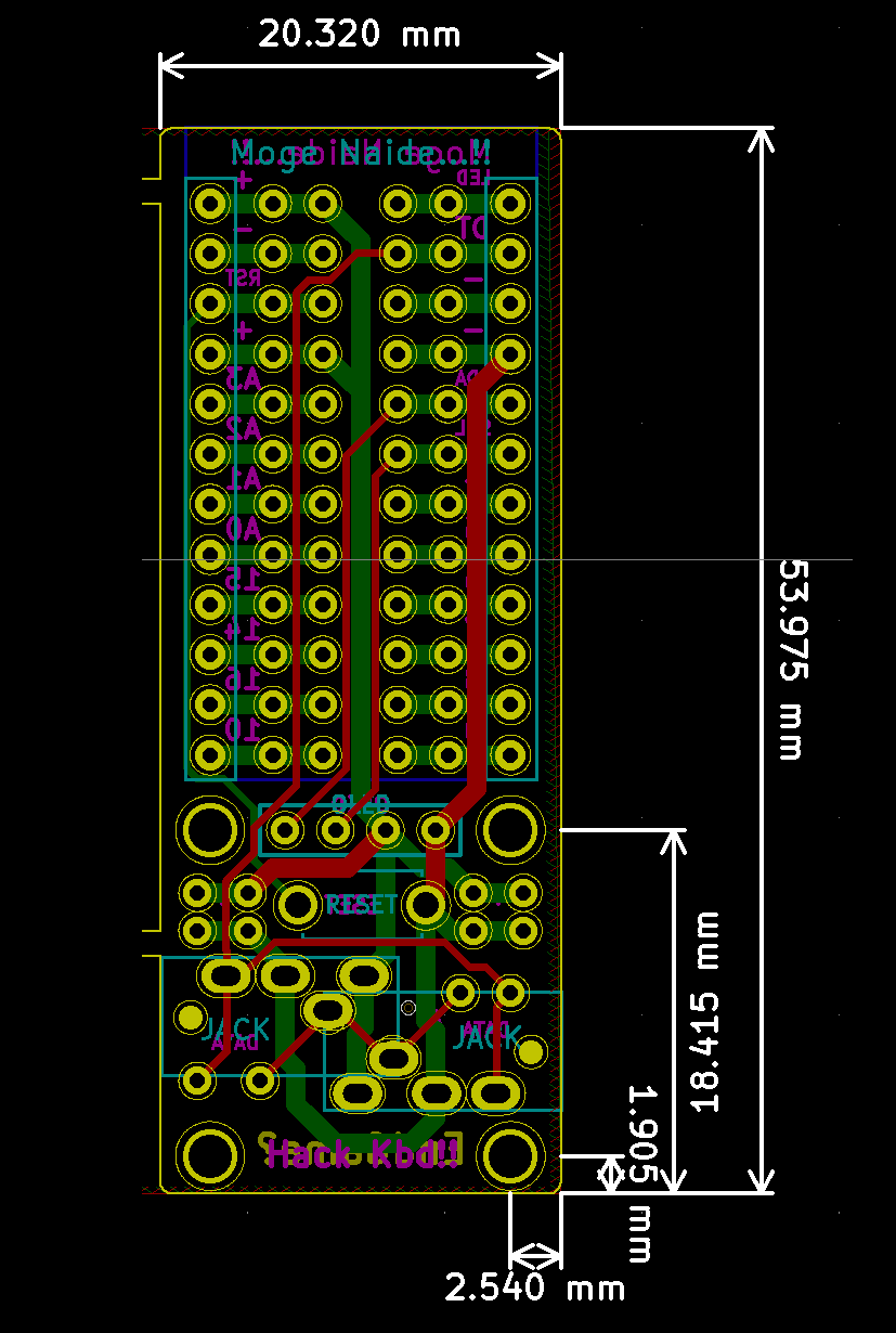 MxLEDBit Single Switch PCB - Pro Micro (Dimensions)