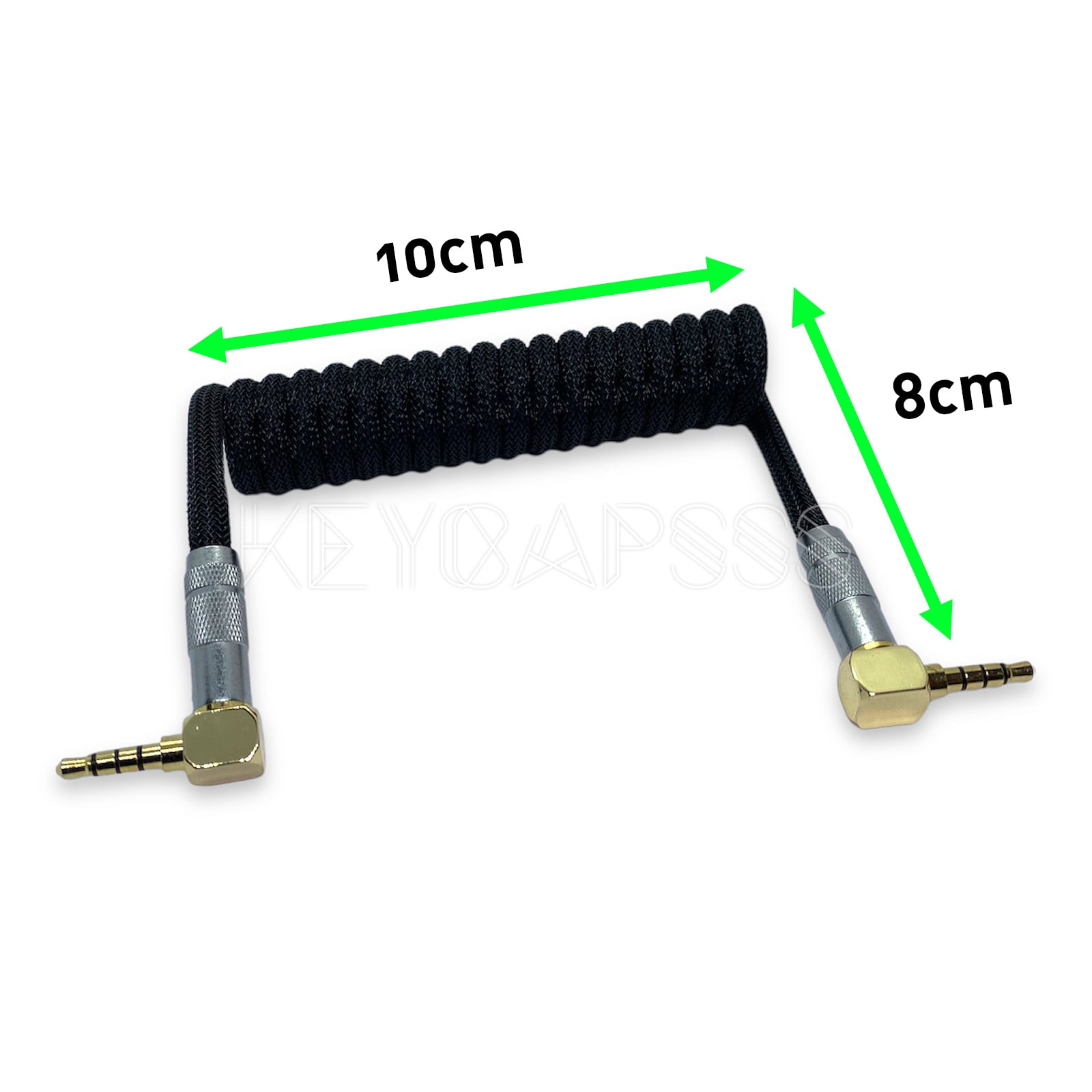 TRRS Cable Coiled 4-pole 3.5mm Jack - Angled Dimensions