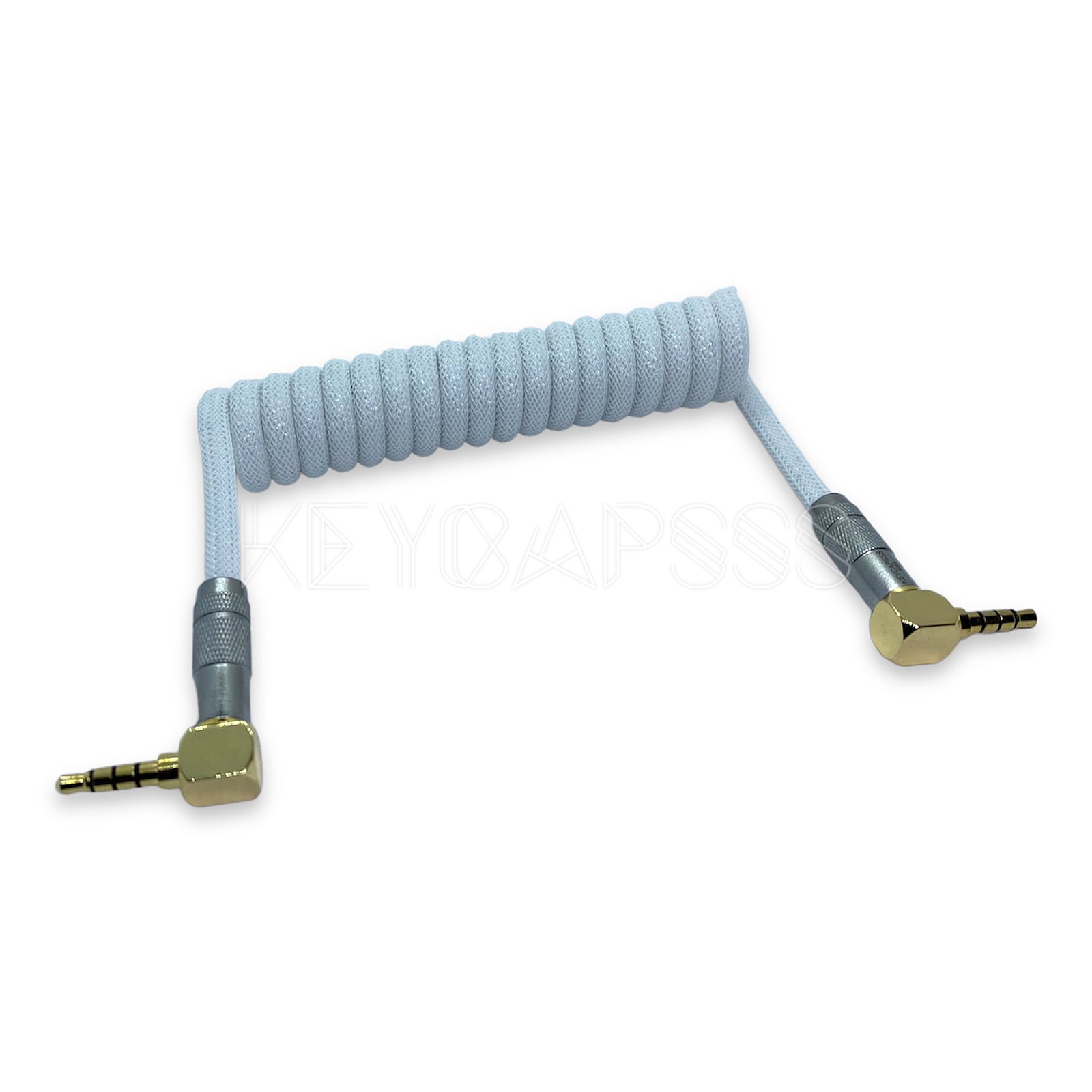 TRRS Cable Coiled 4-pole 3.5mm Jack - Angled White