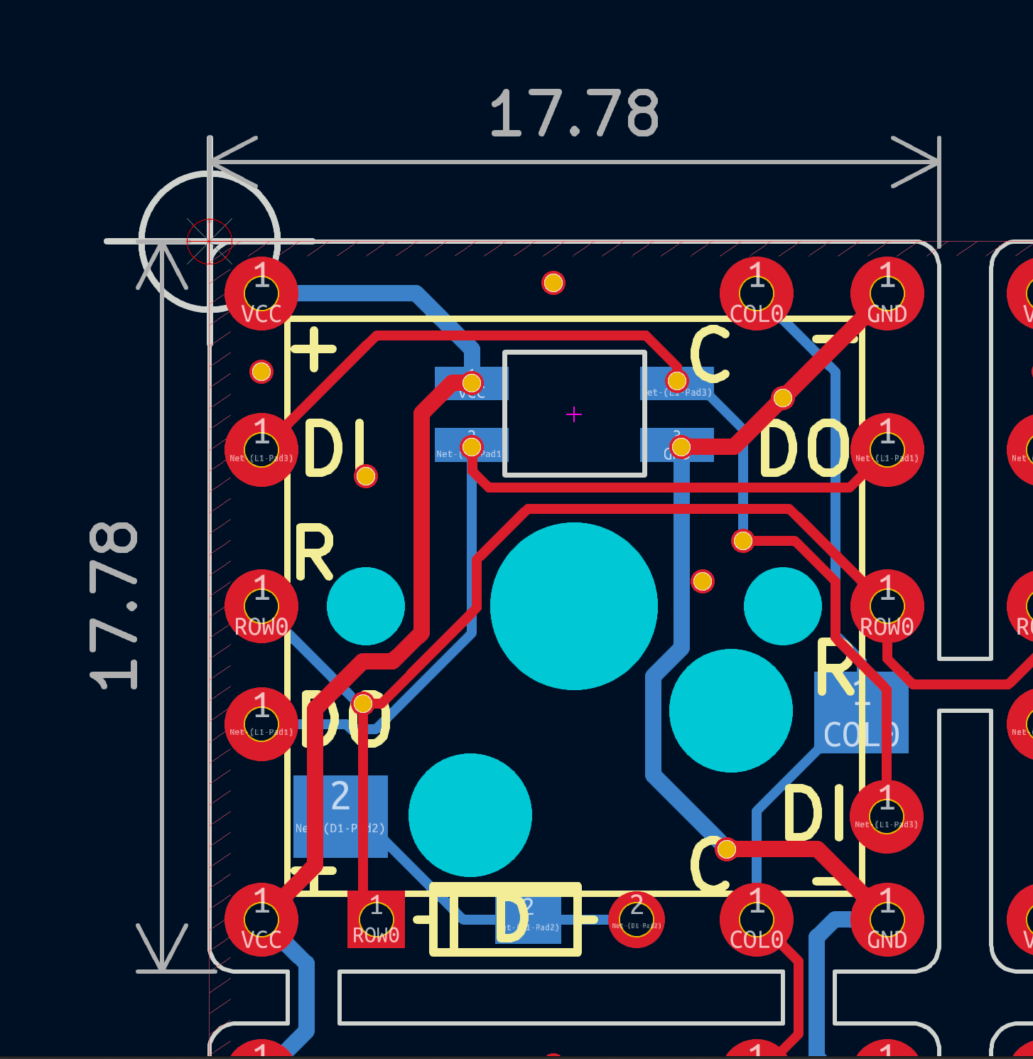 MxLEDBit Single Switch PCB - MX Choc Hot Swap Socket