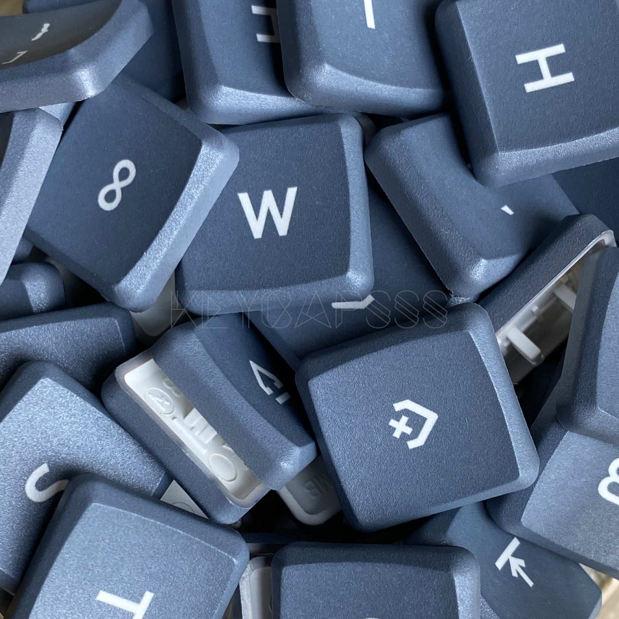 MBK Legend ‡ 40s Set - Low Profile Keycaps (White On Gray)