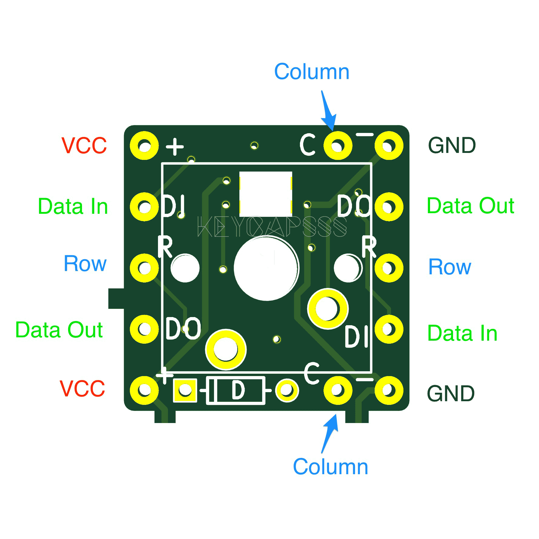 MxLEDBit Single Switch PCB Pinout MX variant