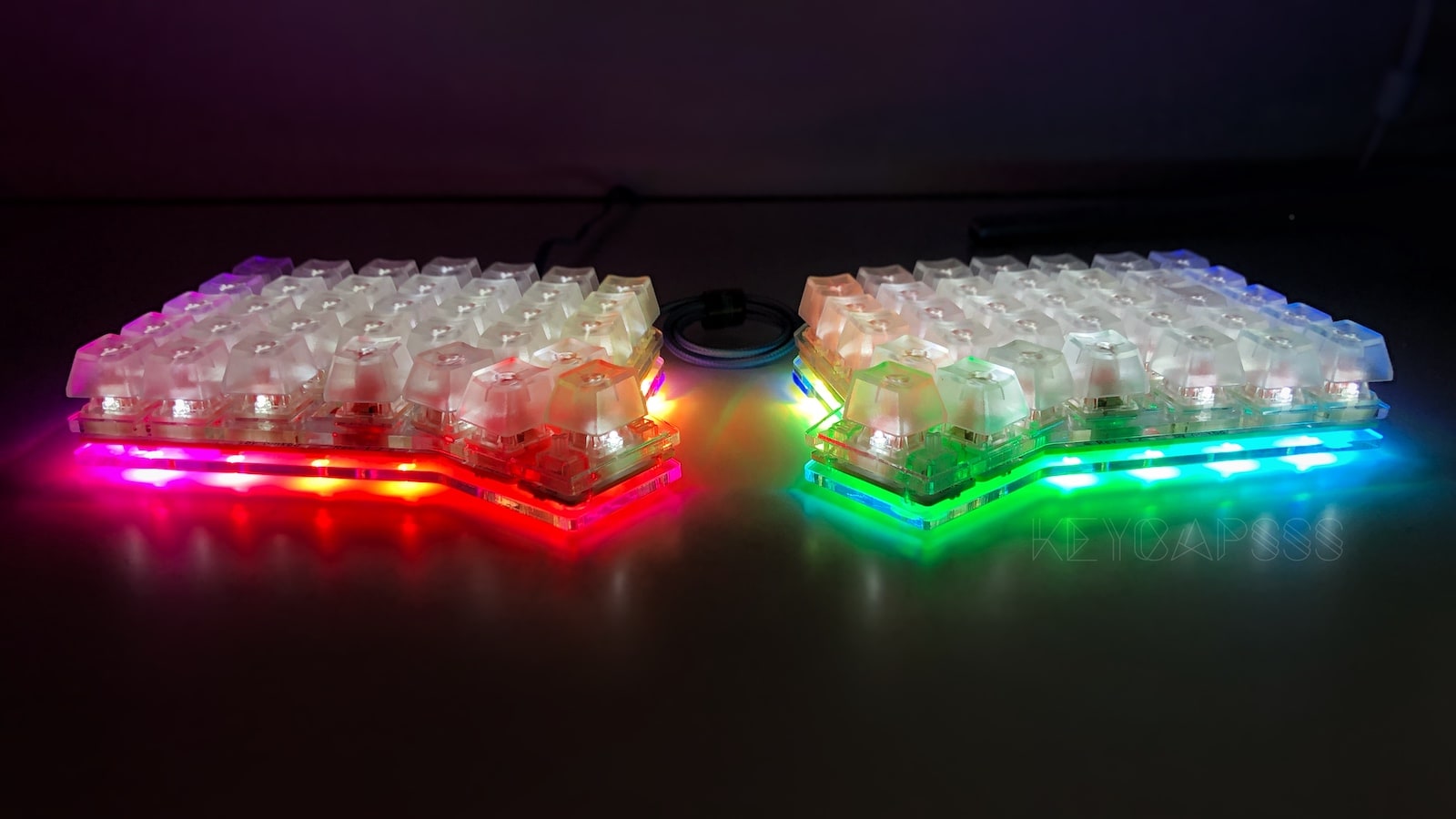 ErgoDash Acrylic Plate Case Split Keyboard RGB Underglow