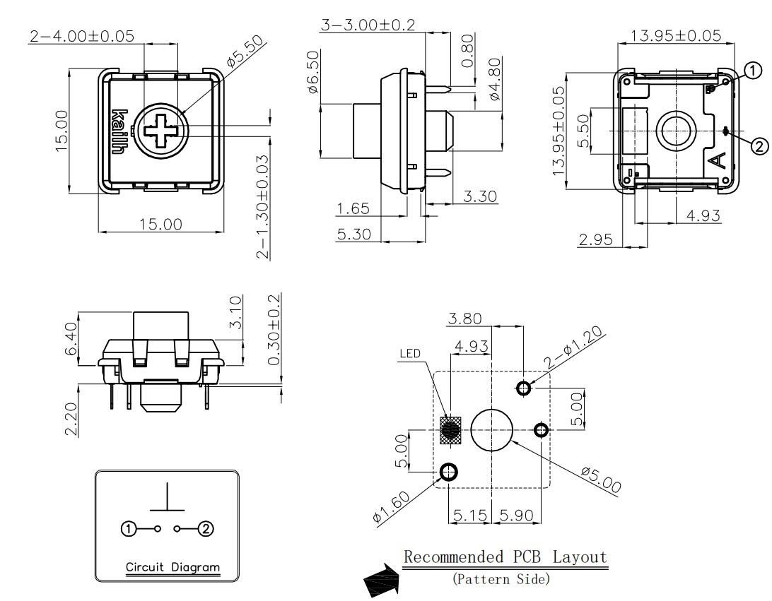 kailh-choc-v2-chocolate-3 Kailh Low Profile Choc V2 Switches Footprint Dimensions