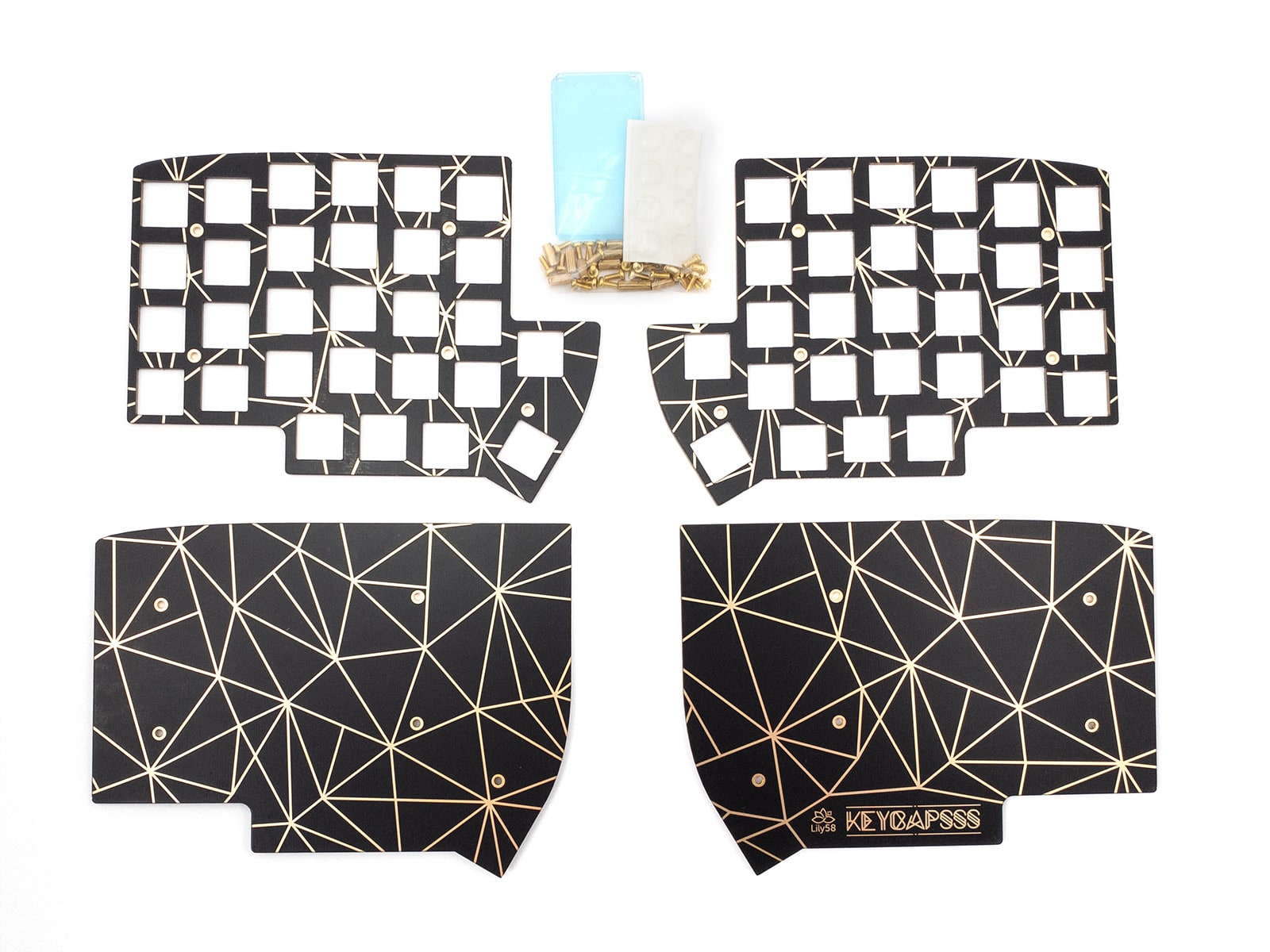 Lily58 Plate Case - Triangle Edition Gold/Black