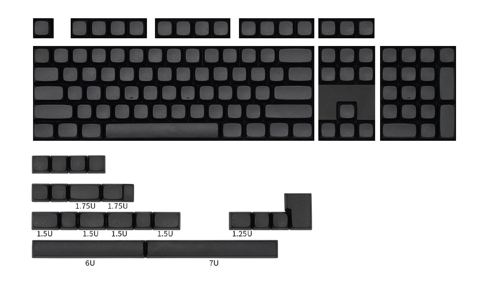 NP PBT Blank Black Keycap Set 124 KEYS