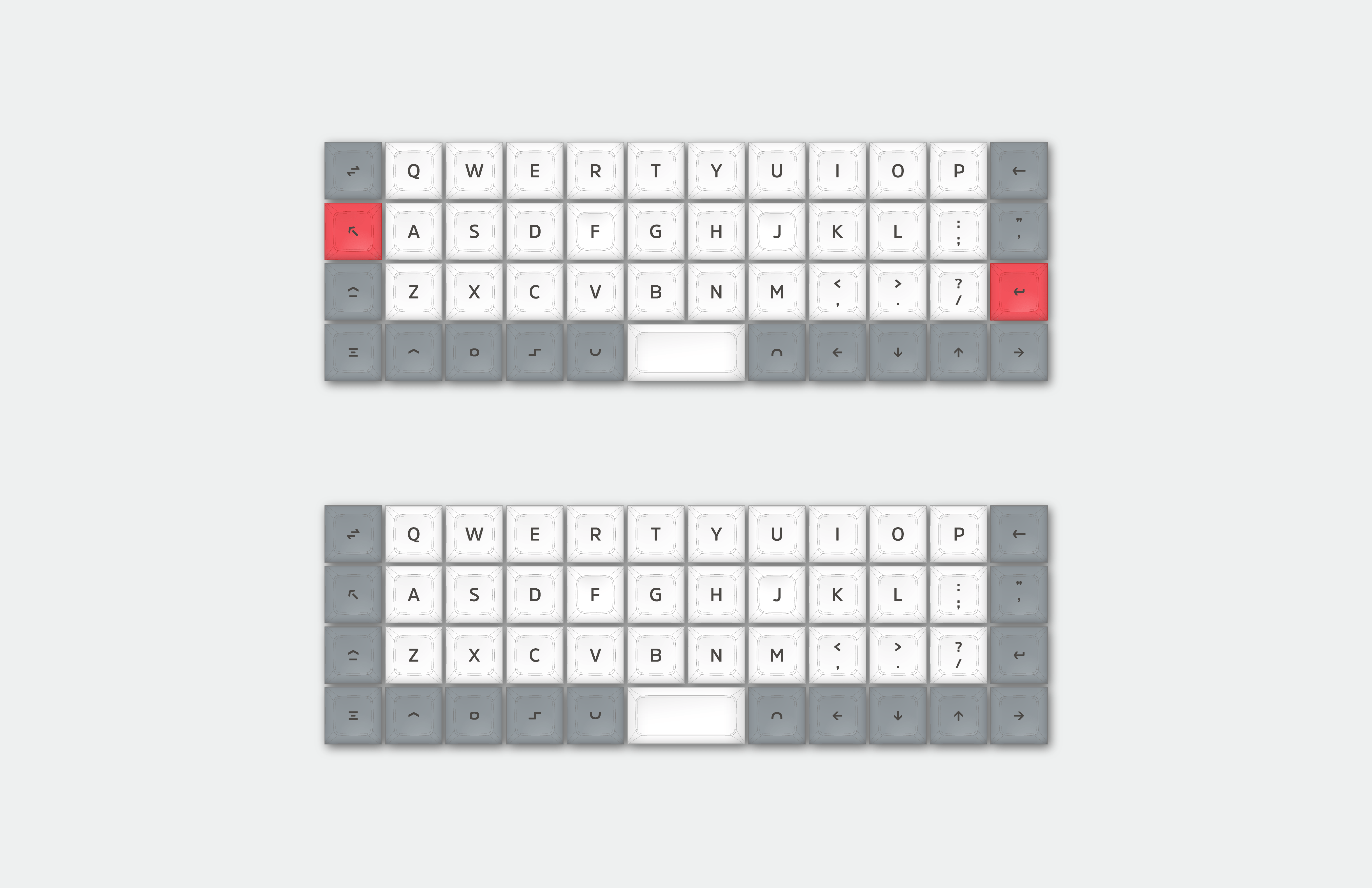 DSA Way Ortho/Split Keyboard Keycaps Set White/Red