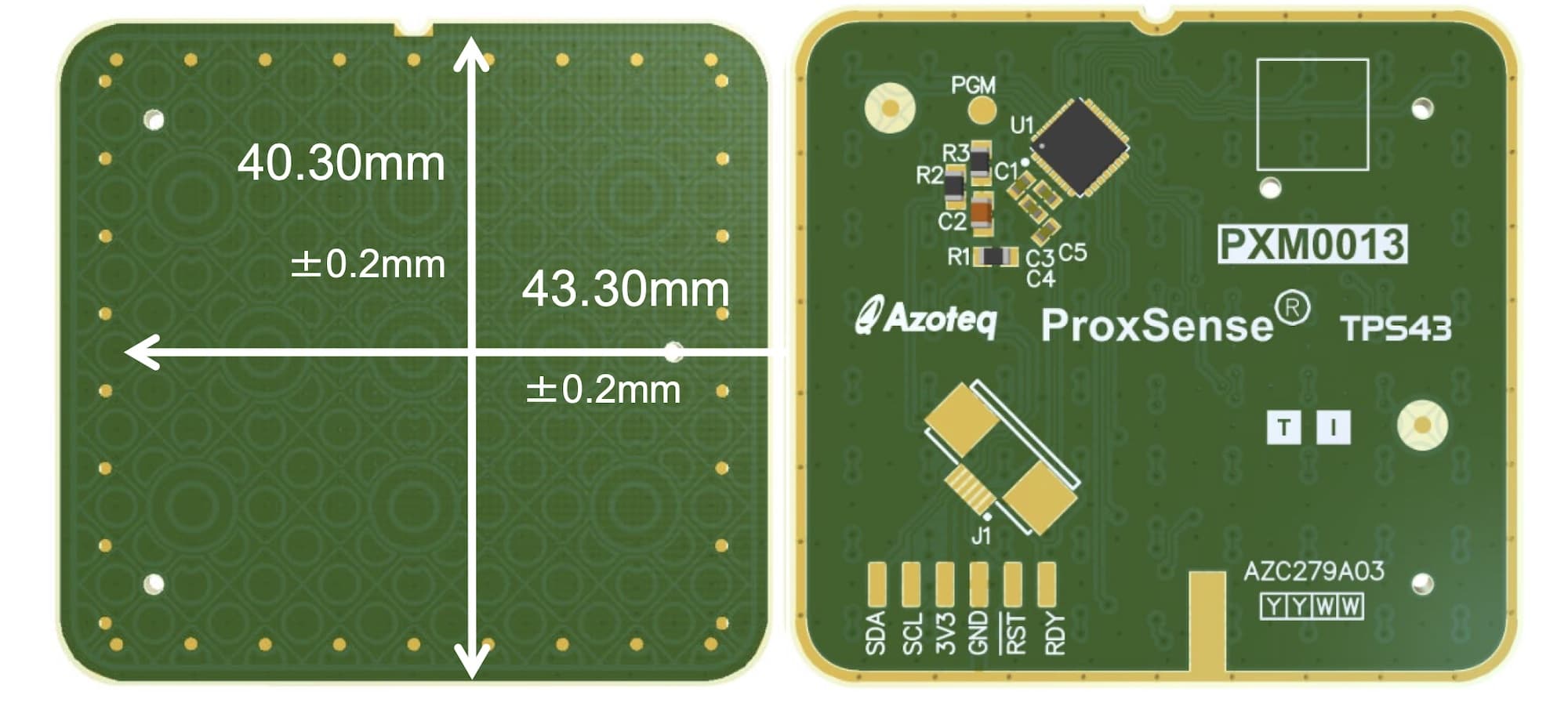 Azoteq TPS43 - ProxSense I2C Touch Sensor Module / Capacitive Trackpad
