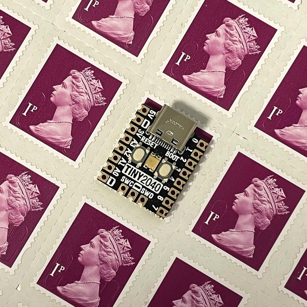 A postage stamp sized RP2040 development board with a USB-C