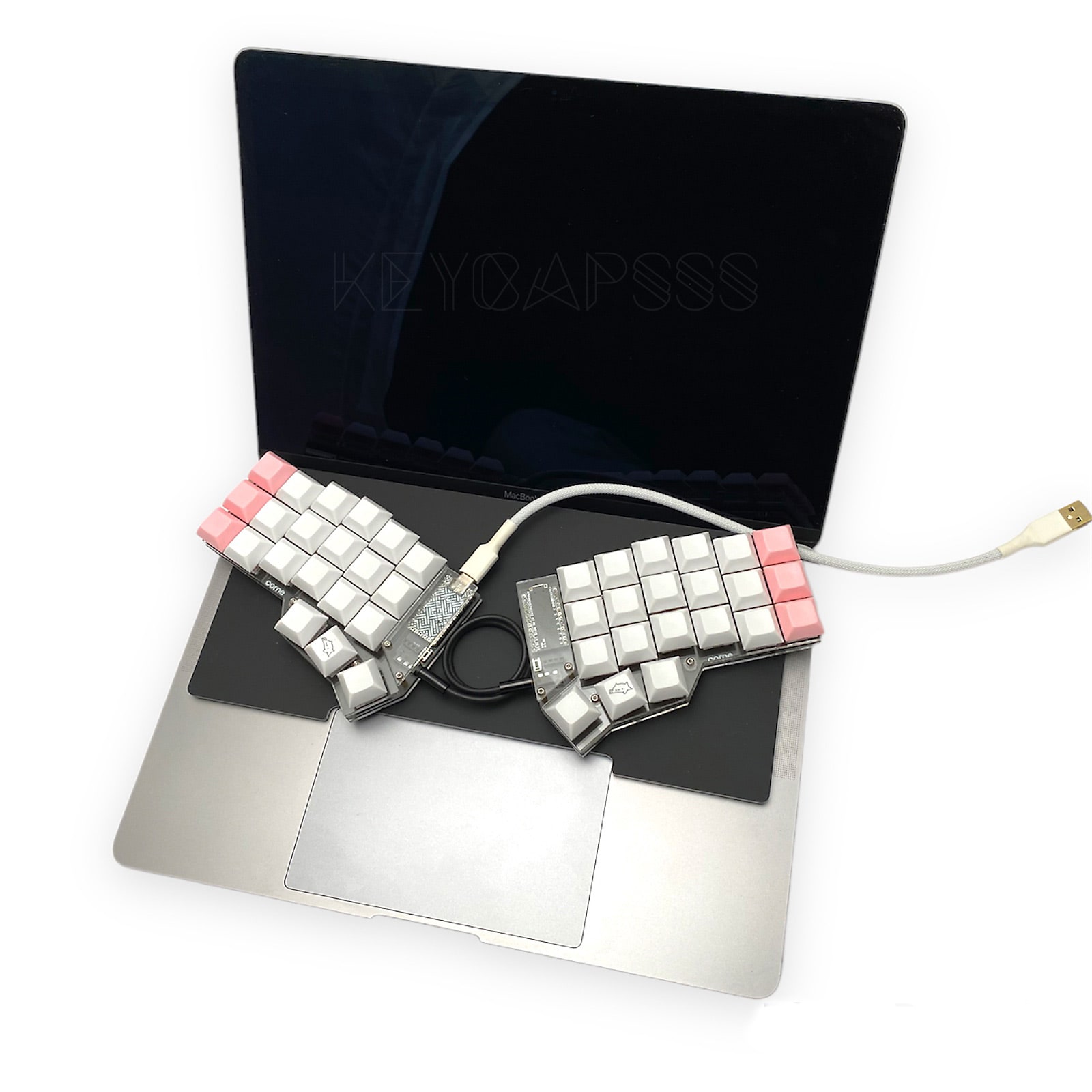 macbook-keyboard-cover-plate-mechanical-keyboard-1 Keyboard Cover Plate for Apple Macbook Pro Acrylic matte black onto Corne mechanical keyboard