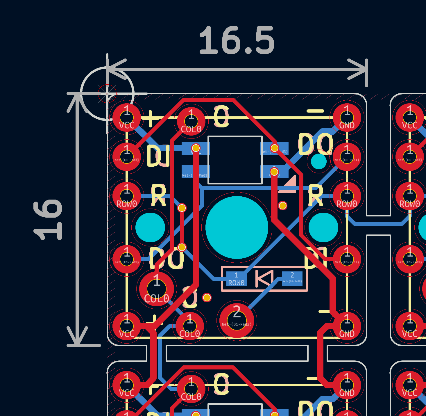 MxLEDBit Single Switch PCB - MX Choc Hot Swap Socket