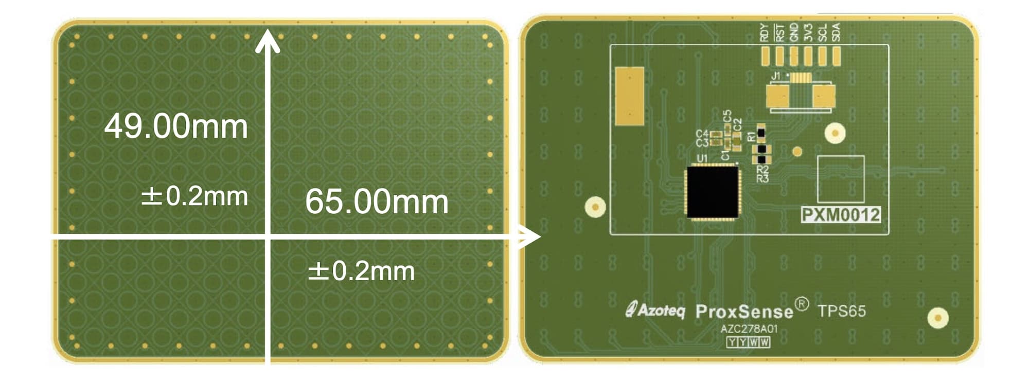 azoteq-tps65-trackpad-dimensions-1 Azoteq TPS65 - ProxSense I2C Touch Sensor Module / Capacitive Trackpad