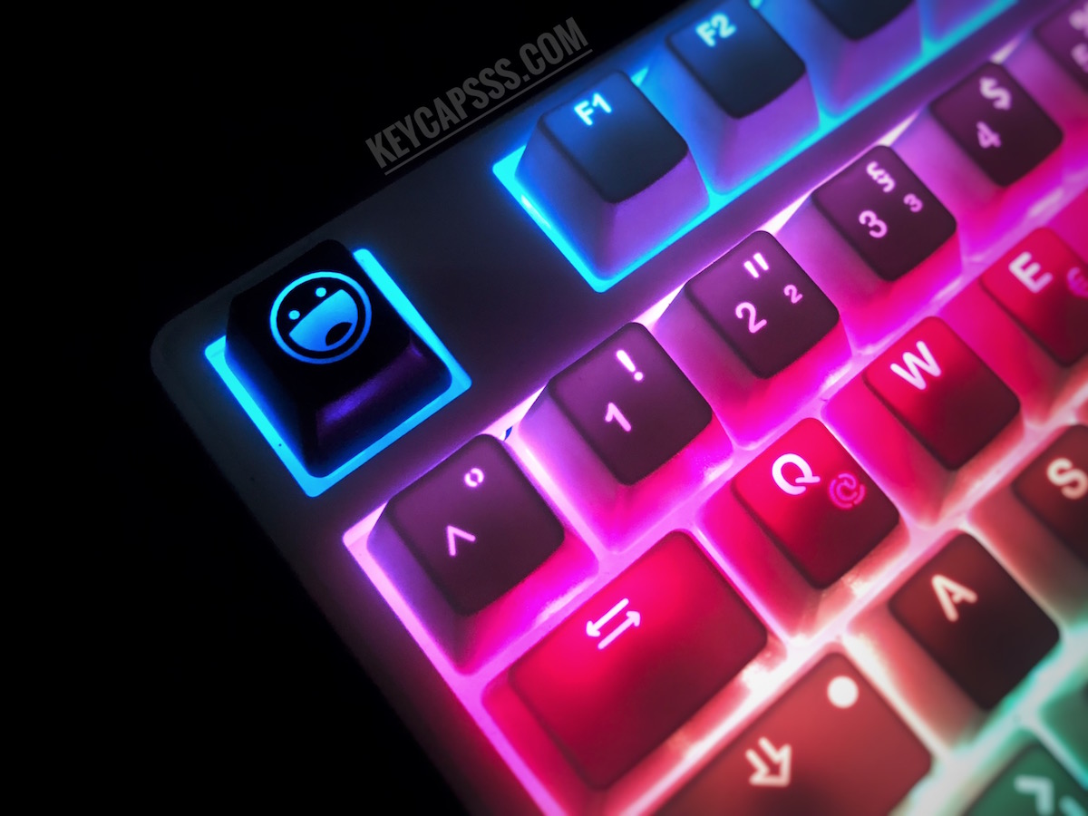 smiley emoji NOVELTY SHINE THROUGH KEYCAPS ABS ETCHED, SHINE-THROUGH AVENGERS INFINITY WAR HERO LOGO BLACK RED CUSTOM MECHANICAL KEYBOARDS