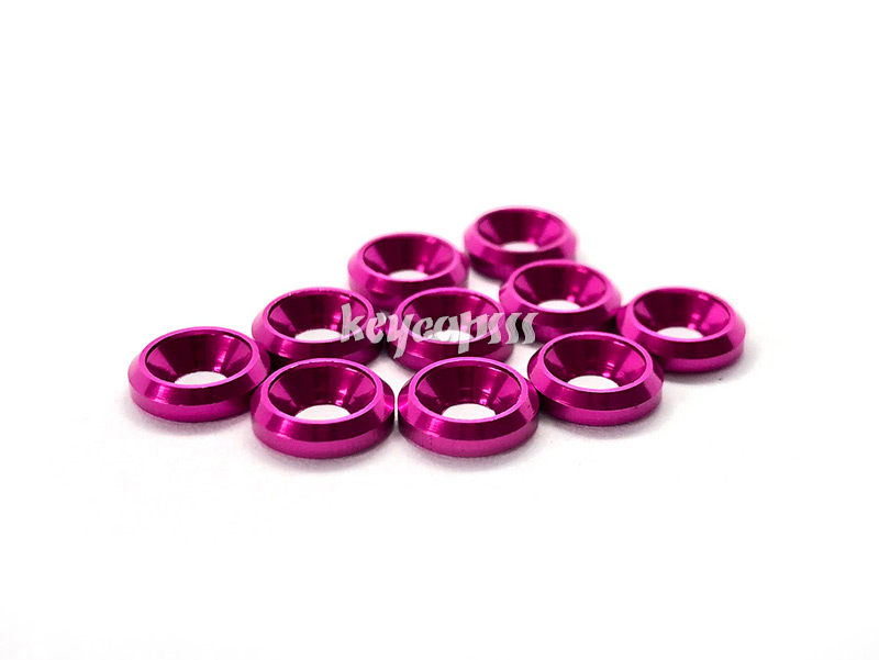 M3 conical washer with the chamfer anodized counter sink pink