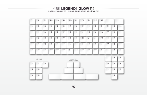 MBK Legend Glow (White) Choc Low Profile Keycap Set
