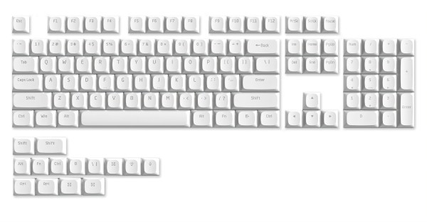 Low Profile PBT Double-Shot Keycap Set (118-Key) for MX switches - White