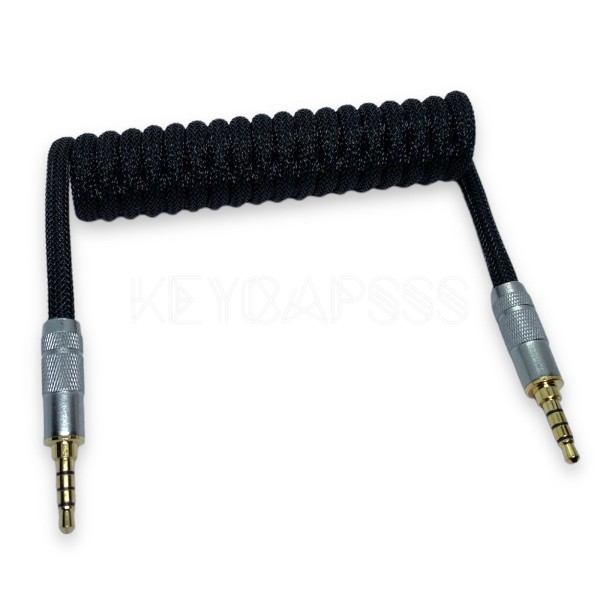 TRRS Cable Coiled 4-pole 3.5mm Jack - Straight Black