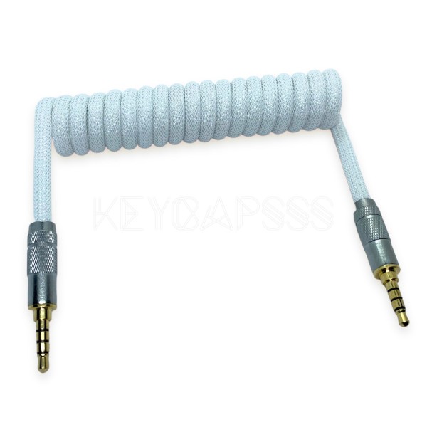 TRRS Cable Coiled 4-pole 3.5mm Jack - Straight White